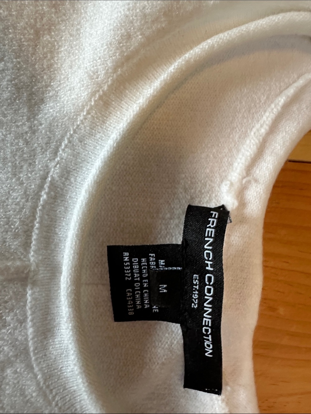 French Connection White Ribbed Crewneck Sweatshirt